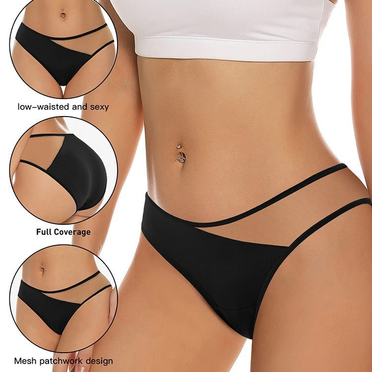 Cutting Mesh Panties Sexy Transparent Seamless Women's Briefs Buttocks Lifting Panties