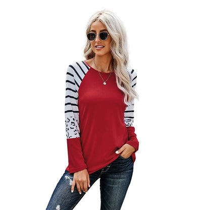 Women's Casual Jacket With Striped Round Neck And Pocket Decoration